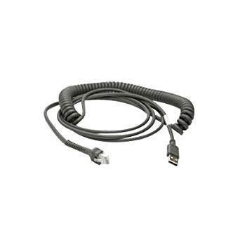 Cable - USB: Series A Connector, 15ft. (4.6m) Coiled (Zebra CBA-U09 ...