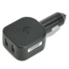 USB cigarette lighter adapter plug used with USB-C cable (CBL-TC5X-USBC2A-01) to charge device. Includes two USB A ports. (Zebra CHG-AUTO-USB1-01)
